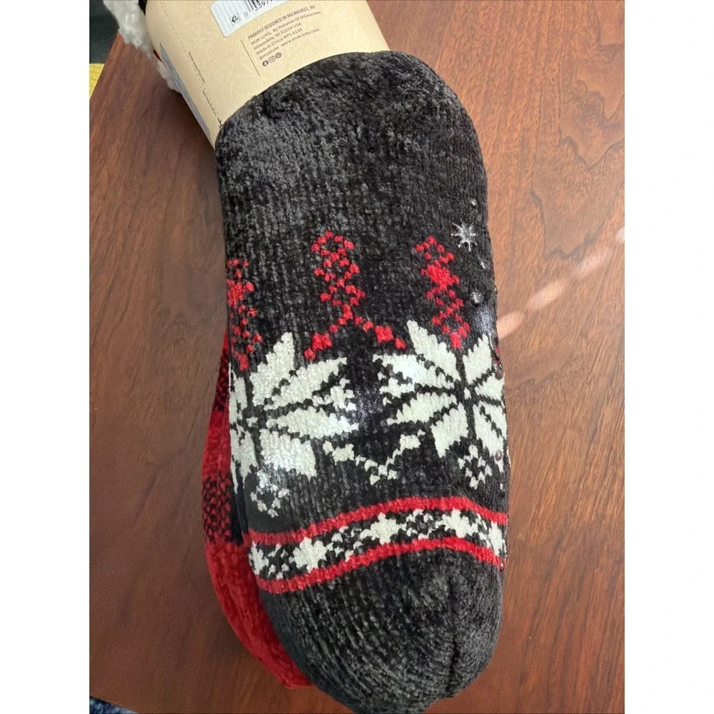 MUK LUKS Womens Cabin Socks 2 Pair Pack Red Buffalo Plaid Black Fits 8-10 NWT